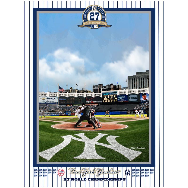 Yankee Stadium Print, Artist Drawn Historic Baseball Stadium, New York  Yankees Baseball – fine-art-print – 8-x-8